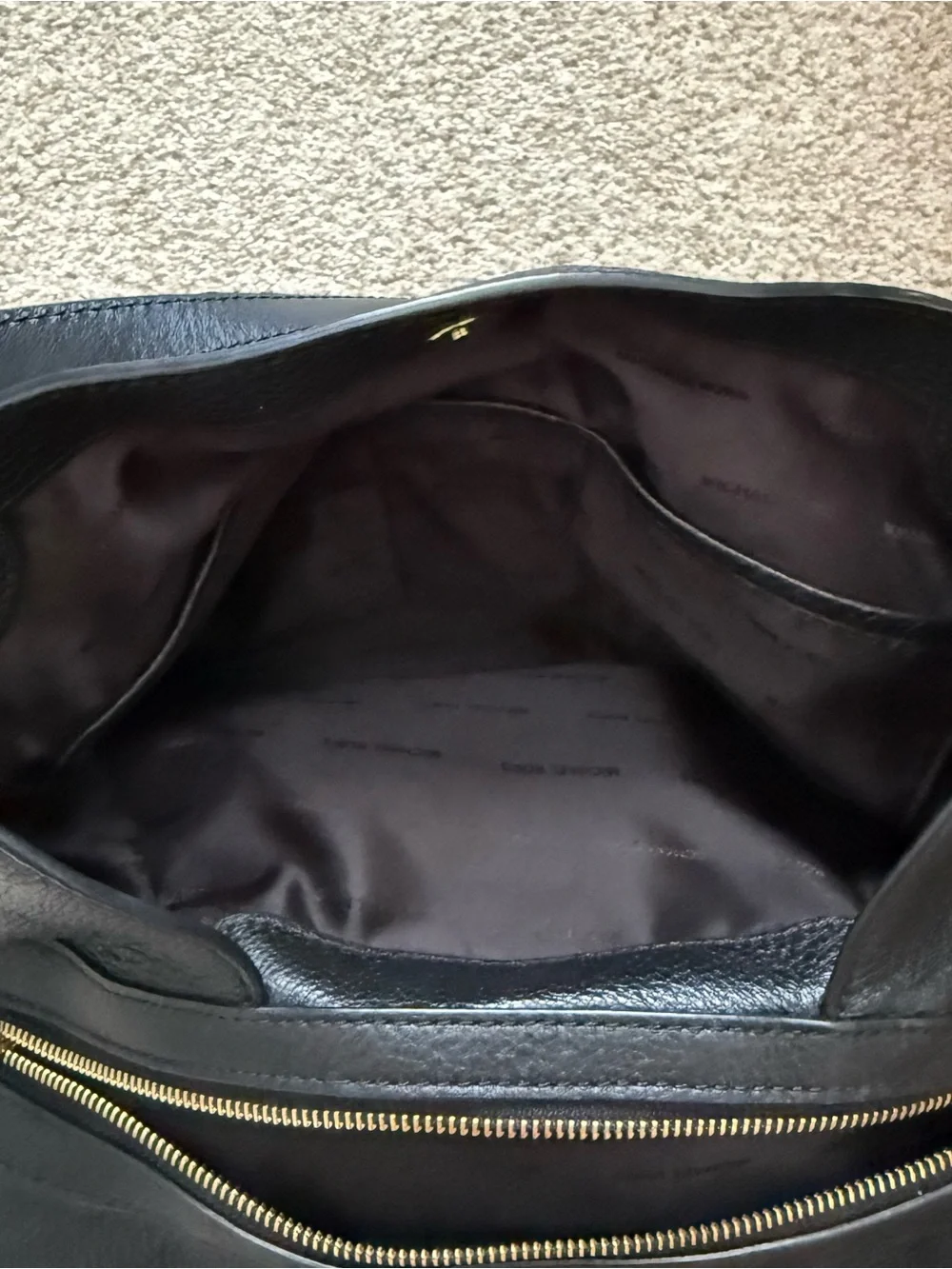 Michael Kors Black Pebbled Leather Shoulder Tote with Gold Hardware